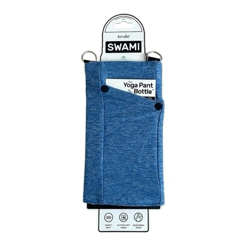 SWAMI Bindle Water Bottle Pant Sleeve Blue Black Phone Pocket Strap Yoga NWT